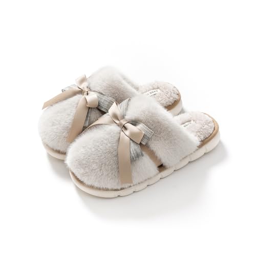 Women's Slip-on Fuzzy Bedroom Slippers, Closed Toe Warm Winter House Shoes Soft Fleece Plush Indoor Memory Foam Slippers Non-slip Cute Slippers Cold Weather - Main Image
