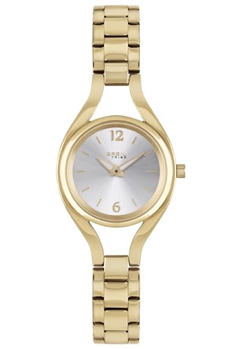 BREIL Reloj DE Mujer Elettra Esfera Plata Movimiento Silver Solo - 2 CUARZOS LANCHE y Pulsera DE Acero Color Oro EW0588 BREIL Reloj DE Mujer Elettra Esfera Plata Movimiento Silver Solo - 2 CUARZOS LANCHE y Pulsera DE Acero Color Oro EW0588