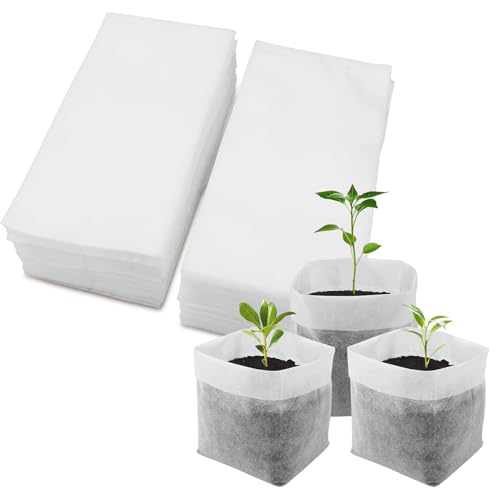 imSHHWcs 200 Sacs Non Tissés Biodégradables pour Semis/Plantation – Sac de Culture, Godets Semis & Sachets Graines (Pot Horticole sans Fond, Plateau...