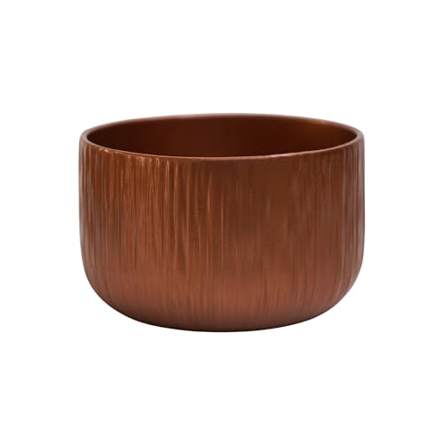 Ivyline Premium Planting Bowl in Copper with Timeless Design - Indoor Round Stylish Flower Pot - Classic Elegant Planter - H10 x D20 cm