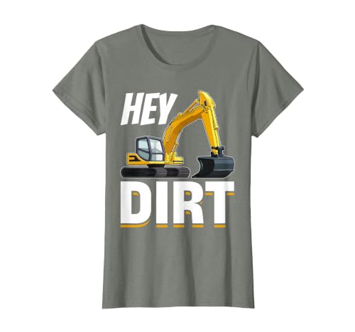 Excavator Construction - Hey Dirt! T-Shirt, Women, Olive Heather, X-Small
