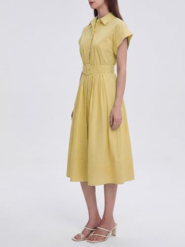 Image of EZAPINE Womens Summer Shirt Dress Casual Button Down Long Dress with Belt
