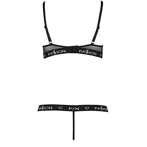 Passion Kyouka Damenunterwäsche aus Leder und Latex, Set mit Zwei Stück, Schwarz, L/XL