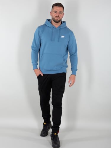 Alpha Industries Basic Hoody Small Logo Kapuzensweat für Herren Airforce Blue – Ansicht 4
