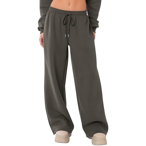 LOMON Womens Sweatpants Wide Leg Fleece Lined Sweat Pants Fall Winter