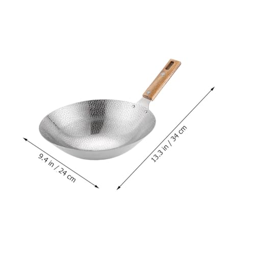 Wok de acero inoxidable con mango de madera miniatura 2