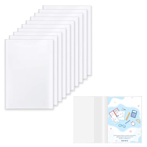 Sekfpnk 10 Stück Buchumschlag, 16K Buchcover, 26.5 * 19.2cm Transparente Buchschutzhülle für Geeignet zum Schutz von Büchern und Büromaterialien