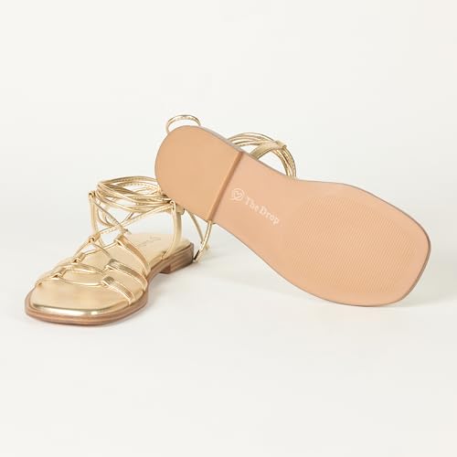 The Drop Women's Haven Lace Up Gladiator Sandal, Gold, 84