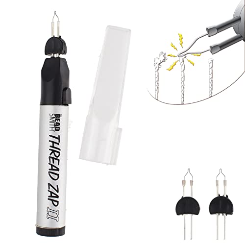 The Beadsmith Thread Zap - 5.25 Thread Burner - Plus 2 Pack Replacement Tips Included - Trim Burn and Melt Thread with one Touch Ideal for Finishing Bead Weaving and stringing Projects