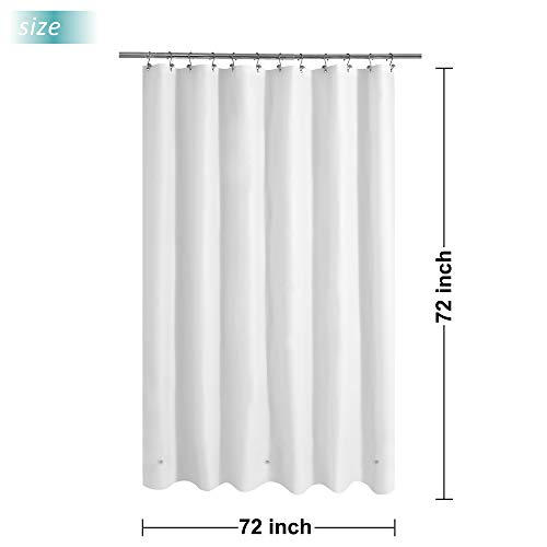 Image of Mrs Awesome White Shower Curtain Liner with 3 Magnets, 72x72 Premium Flexible Sturdy Plastic Shower Curtain for Bathroom Lightweight & Waterproof, White
