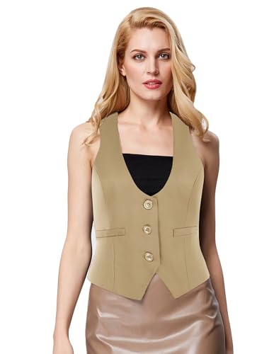 Image of GRACE KARIN Women's Suit Vest Top, Dressy Casual Sleeveless Button Wasitcoat, Fromal Steampunk Blazer For Work Office