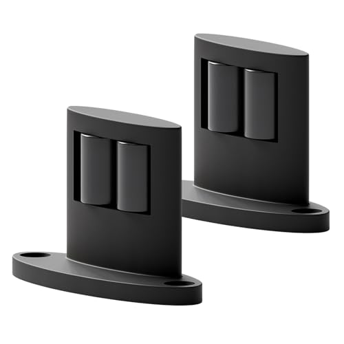 WINOVERCO 2Pack Sliding Barn Door Bottom Floor Guide Double-Sided Roller Design Smoothly and Quietly Aluminum Alloy Floor Mounted Black