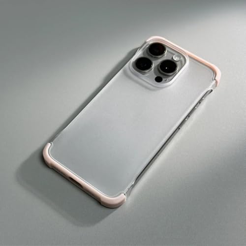Coque iPhone 13 sans bordure rose rigide et givrée