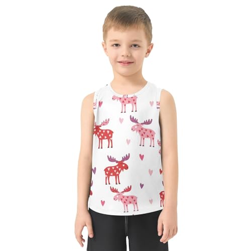 J JOYSAY Cartoon Moose Love Boys Tank Top Sleeveless Muscle Shirts Quick Dry Active Workout Sport Kids T-Shirts 3-15T2