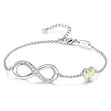 Infinity Love Heart Charm Bracelet for Women 925 Sterling Silver Adjustable Bracelet for Women Birth