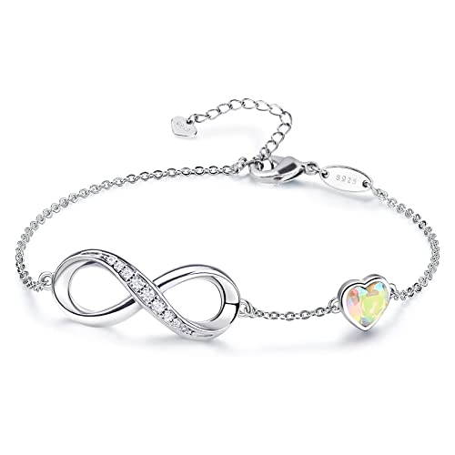 Infinity Love Heart Charm Bracelet For Women 925 Sterling Silver Adjustable Bracelet For Women Birthday Gifts Mother's Day Jewelry Gift For Women Mom Wife Girls Her #TOP13