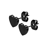 JVLear Black Heart Stud Earrings for Women Men, Hypoallergenic Cute Love Heart Post Studs Earrings, Everyday Jewelry, Valentines Day Gift