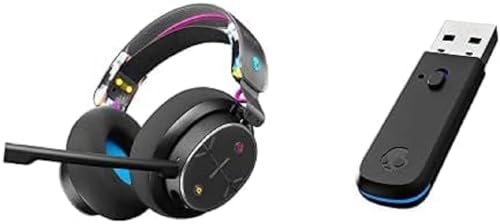 Skullcandy PLYR Gaming Headset y transmisor inalámbrico de Ultra Baja latencia/Headset de Juego Over-Ear con Cable e inalámbrico para PC, Playstation, PS4, PS5, Xbox, Nintendo Switch – Negro