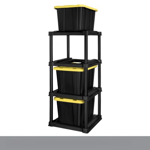 4-Tier Tote Rack Heavy Duty Plastic Garage Organizer