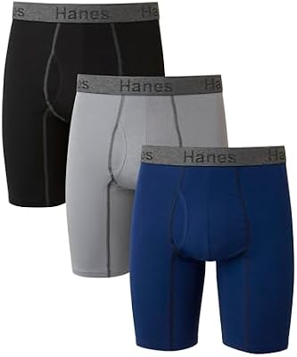 Hanes Men's 3-Pack Comfort Flex Fit Ultra Soft Stretch Briefs – Regular & Long Leg Boxer Briefs, Ass...
