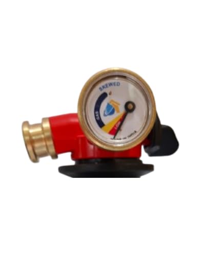 Image of SKEWED HORIJONTAL Gas Regulator with Pressure Indicator Gauge | Leak-Resistant Domestic Cylinder Regulator | Heavy-Duty Brass & Metal Gas Stove Regulator | Easy Lock Safety Regulator for Home Kitchen