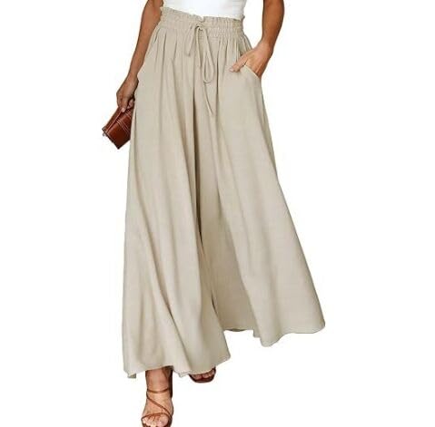 ZUOLAIYIN Women's High Waisted Loose Fit Cotton Linen Pocket