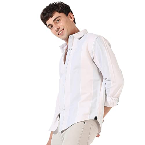 Image of CAHOOT Men's Button Up Shirt for Casual Wear | Regular Fit | Poly Lycra Shirt Crafted with Short Sleeve & Enhanced Stretch Comfort Fit for Everyday Wear