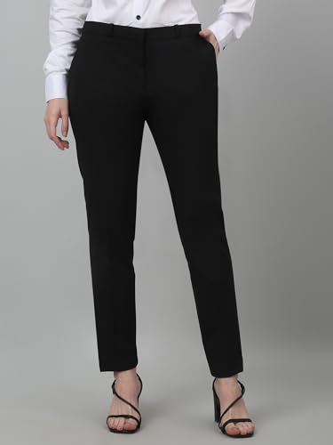 Image of Cantabil Solid Non Pleated Regular Fit Mid Rise Formal Trouser for Women | Formal Pants for Women | Formal Wear Regular Fit Trouser for Women (P LTRF00005)