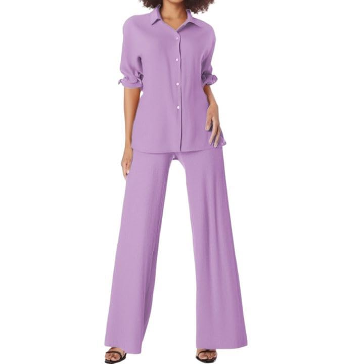 Traje de ocio verano blusa y pantalones cómodos que no aprietan la silueta