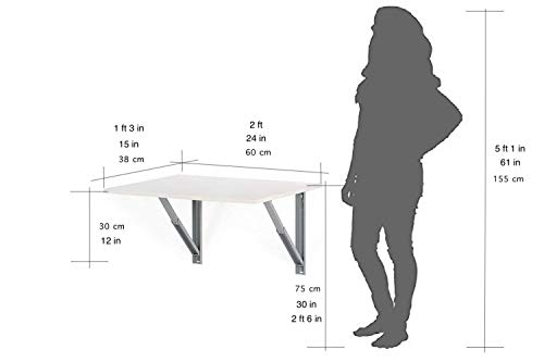 Image of INVISIBLE BED Wall Mounted Engineered Wood Foldable Study Table with Free Wallshelf-Activity, Games, Bedside Laptop Folding Table (Glossy Finish White - 23.6 inch x 14.9 inch)