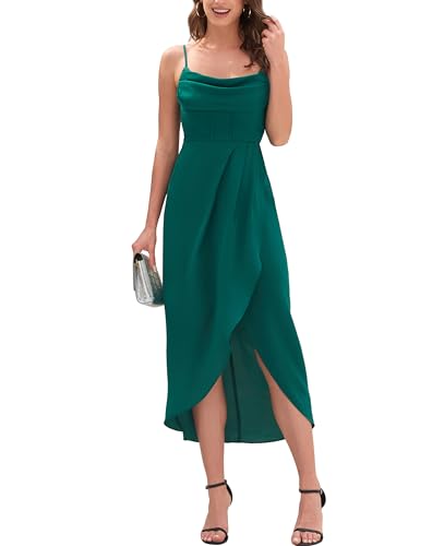 Brosloth Womens Wedding Guest Dresses High Low Wrap Smocked Midi Formal Dresses