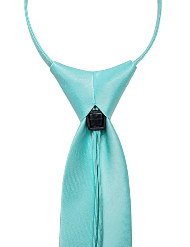 Image of YourTies Zipper Tie for Men Adjustable Pre-tied Satin Neckties and Pocket Square Set Solid Color Business Formal Wedding