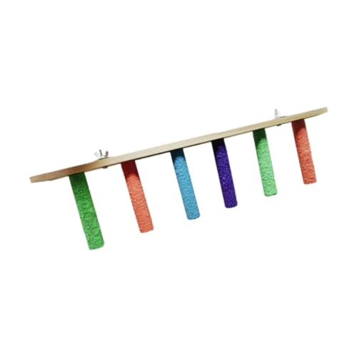 Sdlnklm 木製の鳥用止まり木とシャワー用おもちゃ、動物の噛むおもちゃ、登山はしご付きプレイスタンドラブバード用, 6層