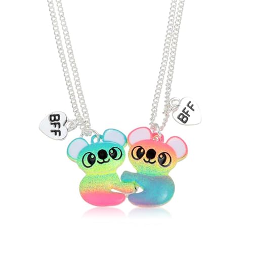 AffeGifts Friendship Necklaces for 2 Girls, 2 PCS Best Friend Necklaces Magnetic BFF Necklace Sister Necklace Kids Bear Matching Necklaces for Best Friends Girls Graduation Birthday Christmas Gifts