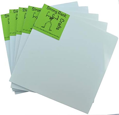 White 6mm Thick Self-Stick Adhesive 10" x 10" EVA High Density Foam Sheets (5 Pack) by Strong Back Crafts- Cosplay Costumes, Halloween Supplies, Scrapbooking