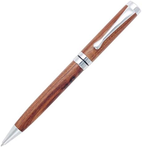 Gullor Handcrafted Rosewood Retractable Ballpoint Pen, Natural Wood Pen, Silver Clip