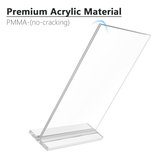 Flow fire A4 Acrylic Sign Holder, 2 Pack T-Shape A4 Clear Perspex Display Stand, Double-Side Menu Poster Sign Holder for Office Store Restaurant - Image 5