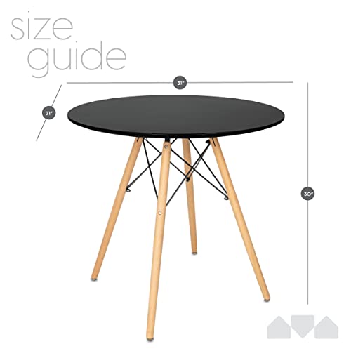 Milliard Mid Century Kitchen Dining Table – Small, Round, Dining Room Table - For 2 To 4 People (Black) #TOP3
