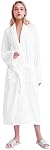 LIVINGbasics Peignoir unisexe - 100% Terry coton doux peluche Kimono Robe, blanc, taille