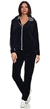 Damen Hausanzug Nicki-Anzug eloModa Damen Nicki Freizeitanzug Hausanzug Jogginganzug Nicki-Anzug mit Reißverschluss Gr. S - XXL Schwarz-Weiß XL