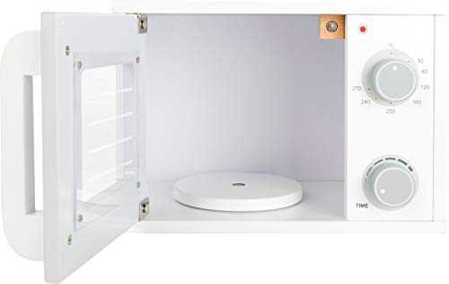 small foot 11184 Microwave "children's kitchen" made of wood, with swivel knobs and door with magnetic lock, from 3 years - Image 3