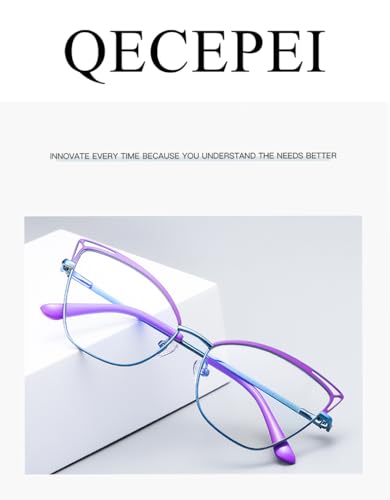 Image of Blue Light Glasses Cateye Women Fake Eyeglasses Anti Eye Strain Computer Glasses Clear Lens
