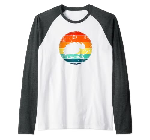 Erizo estilo de los años 70 Vintage Retro Atardecer Hedgie Camiseta Manga Raglan Cover