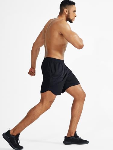 Cadmus Men's 2 in 1 Running Shorts with Liner,Dry Fit Workout Shorts with Pockets,Black,M - Image 6