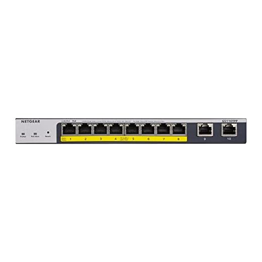 Netgear GS110TP - Switch de red Gigabit Ethernet PoE + Smart Pro con 8 puertos y 2 puertos SFP y administración en la nube