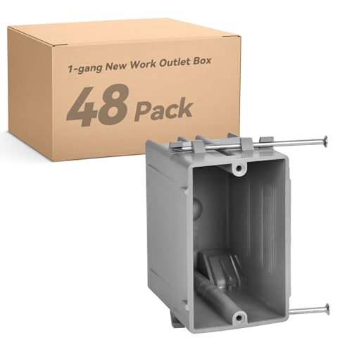 Togalonn 1-Gang New Work Outlet Box, PVC Electrical Box for Switch,GFCI,Dimmer, 22 Cubic Inch, UL Listed, 48 Pack