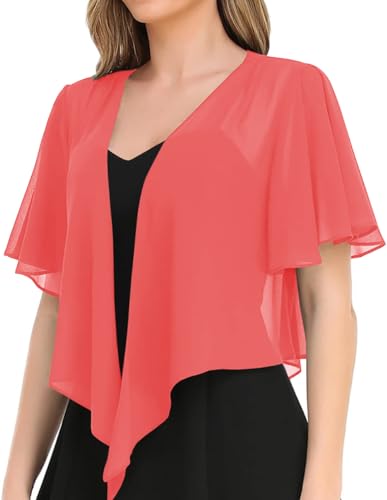 Image of Women's Solid Puff Sleeve Kimono Short Cardigan Loose Cover Up Casual Blouse Top Chiffon