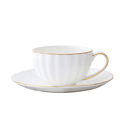 Tasse à café et soucoupe ensemble céramique simple, le cadeau idéal pour le thé anglais