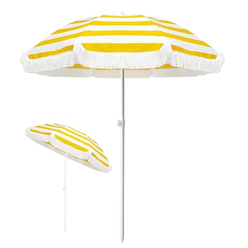 Parasol inclinable 1,80m jaune pour protéger vos enfants du soleil grâce à sa toile anti-UV