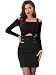 Allegra K Women's Button Front High Waist Braces Suspender Skirt M Black